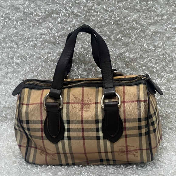 BURBERRY Nova Check Boston Bag PVC Leather Beige - Picture 1 of 16